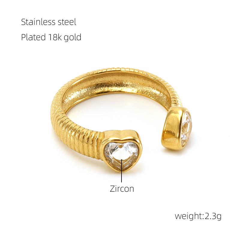 European-American 18k Gold Zircon Retro Open Ring for Women