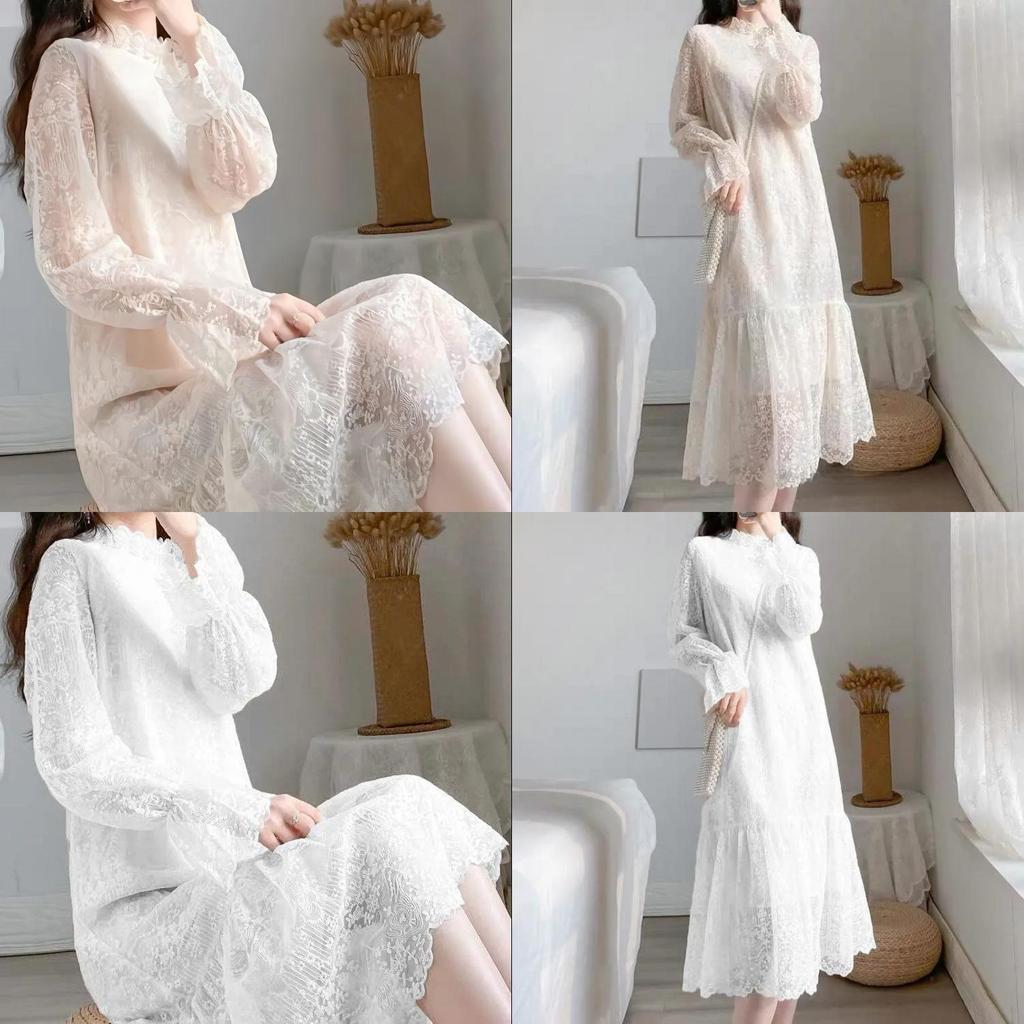 Spring 2025 Lace Bodycon Dress With Long Sleeves For Plus Size Women