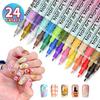 Waterproof Nail Art Pen, Quick Dry Nail Art Pens, 12/24 Color Nails Arts Pen Set, DIY Nails Arts Marker Drawing Painting Liner Pens