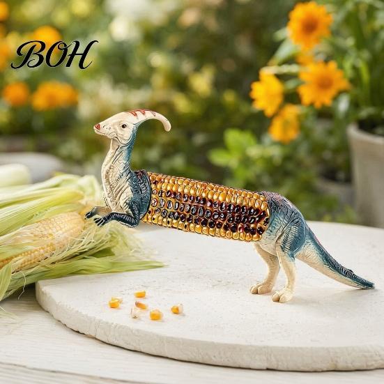 PLA Maisgabel Dinosauriergabel, mit langlebigen Griffen und Edelstahlstiften, Neuartige Hitzeschutzhalter, für Grill-Picknick-Partys Zinken