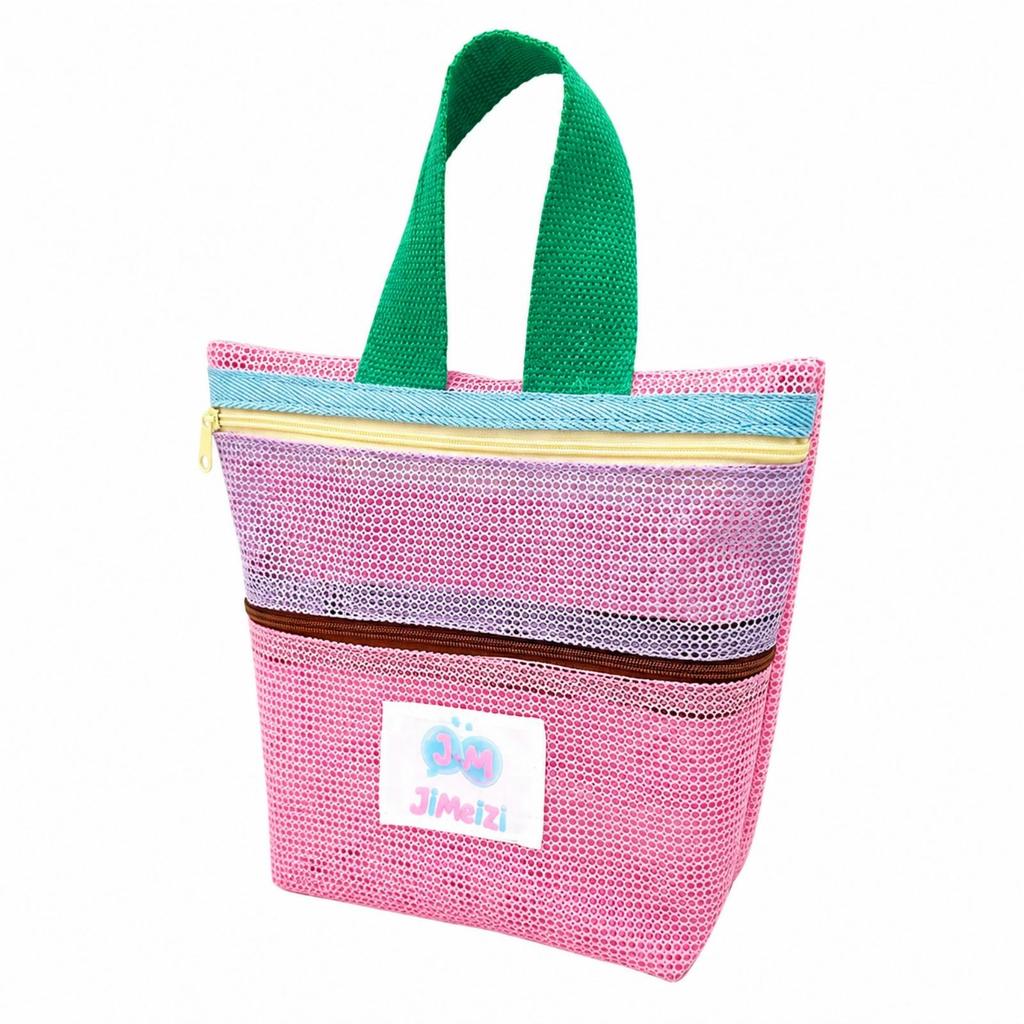 Handheld Mesh Storage Bag Multi-Functional with Two Zippered