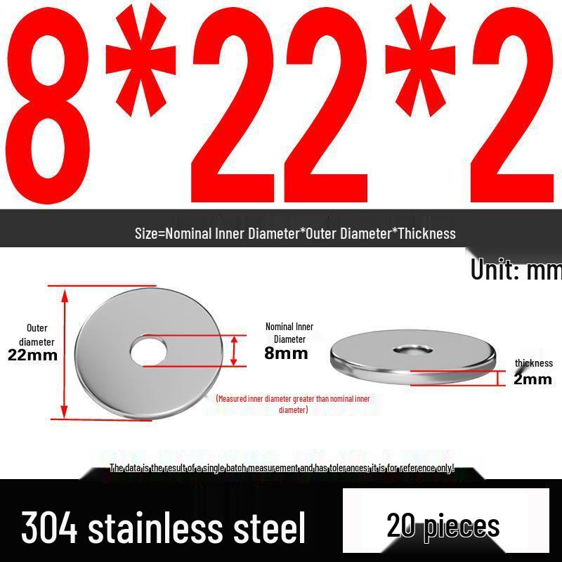 Thickened 304 Stainless Steel Flat Washer Spacer (M2-M36)