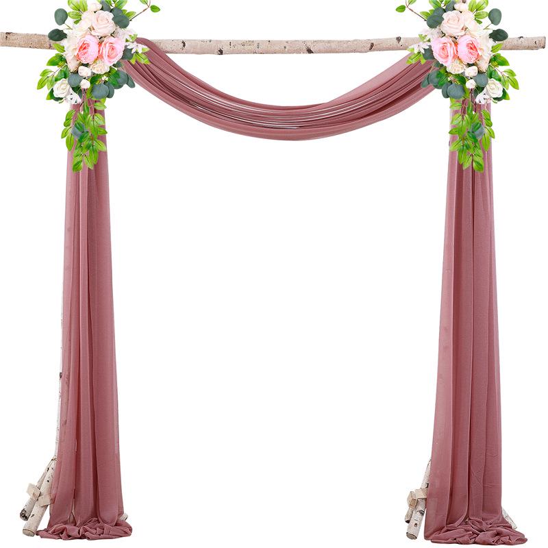 Forest Style Wedding Arch Decoration: Outdoor Lawn Chiffon Gauze Curtains