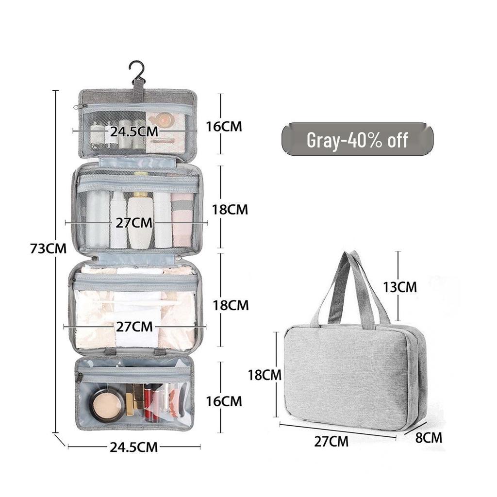 Travel-Friendly Multi-Color Hanging Toiletry & Makeup Bag with Wet and Dry Compartments