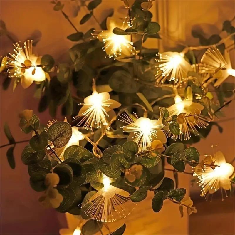 LED Fiber Optic Fairy Light Solar Garland Christmas Decoration Lights String For Party New Year Decor Artificial Flowers Festoon