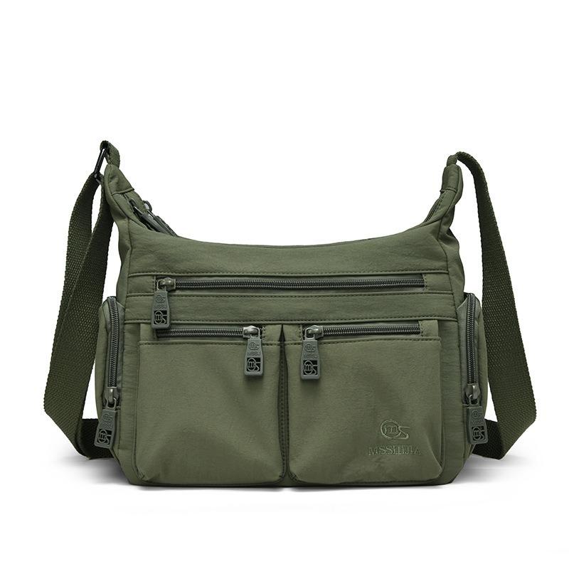 

1pcs Women s Large Capacity Crossbody Bag Multi Pocket Casual Shoulder Bag Minimalist Multi Layer Nylon Travel Bag for Daily Use 26x11x19cm зелёный