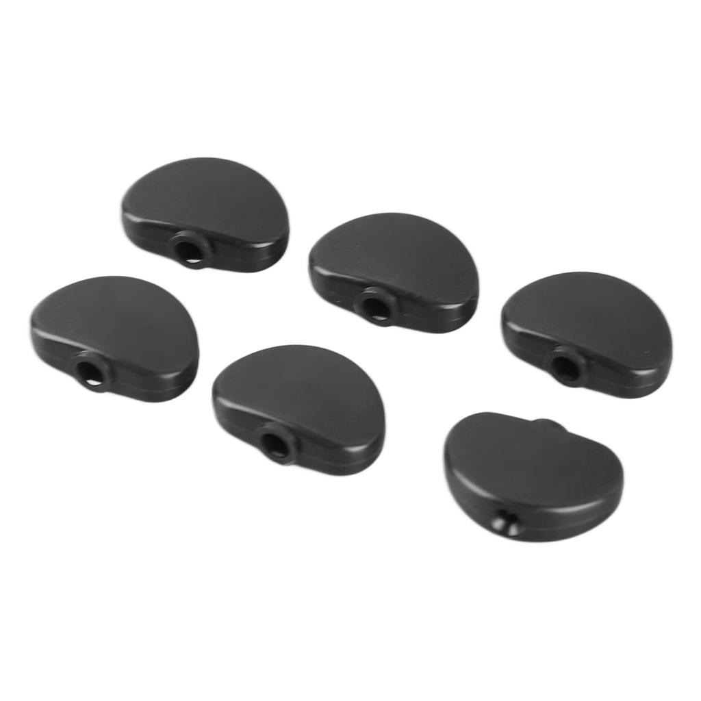 6 Pcs Guitar Machine Head Button Half Round Plastic Comfortable Grip Universal Tuning Peg Replacement Tip Black