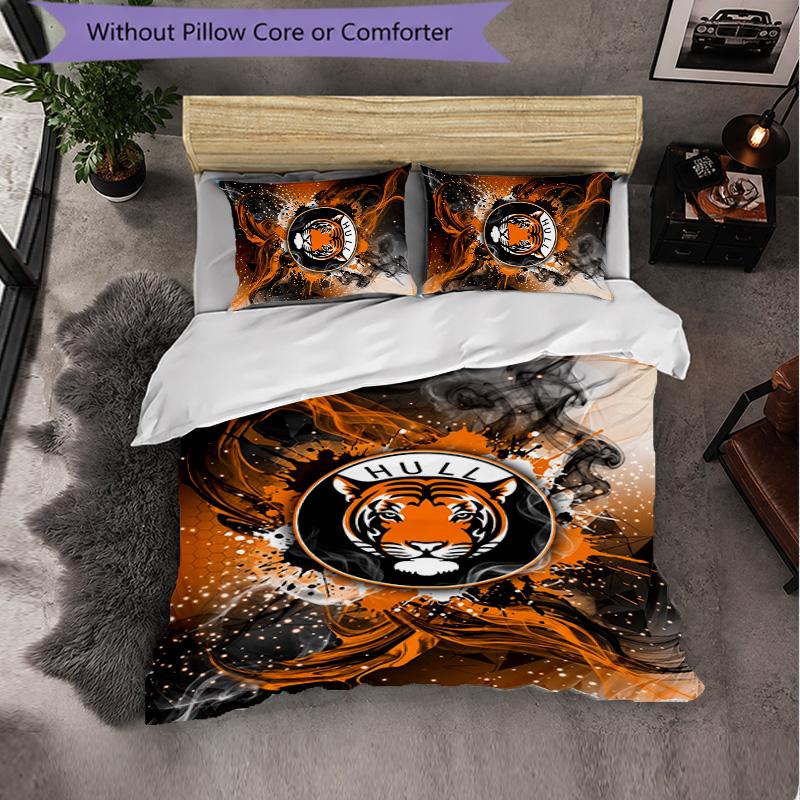 Set Biancheria da Letto a 3 Pezzi Hull City Football Morbido Set Copripiumino con Federe Set Decorazione Camera da Letto per la Casa