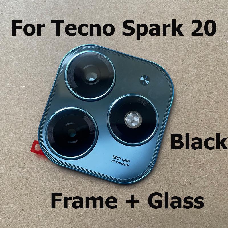 For Tecno Spark 20 Back Camera Glass Rear Lens Cover With Frame Cover Holder Replacement KJ5 KJ5n