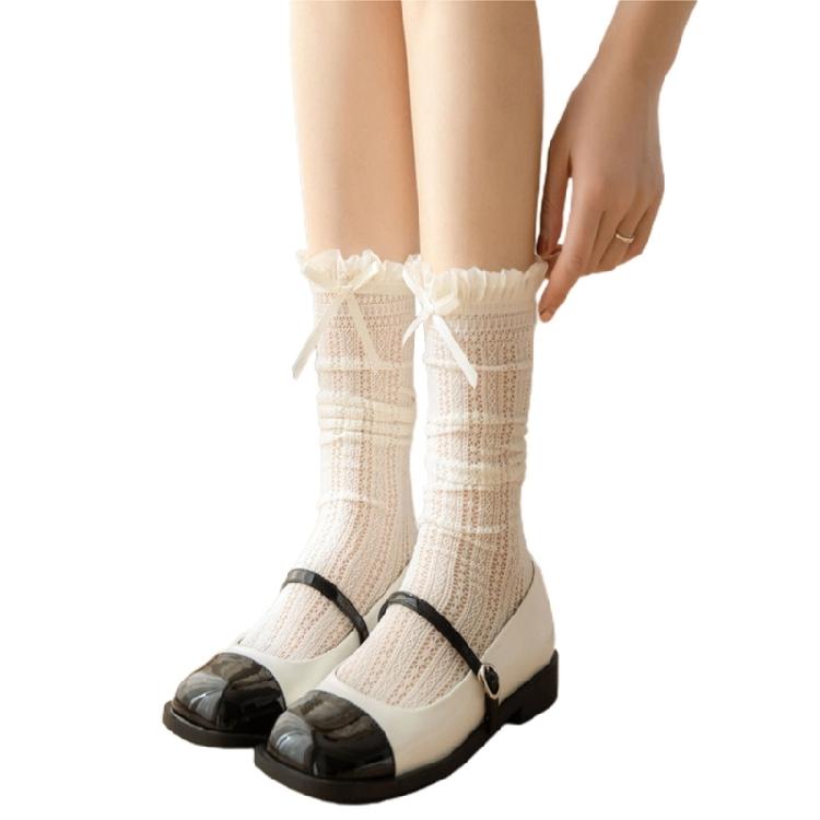 Cute Sweet Womens Socks Vintage Lace Socks Bowknot Long Socks Stockings for Girl