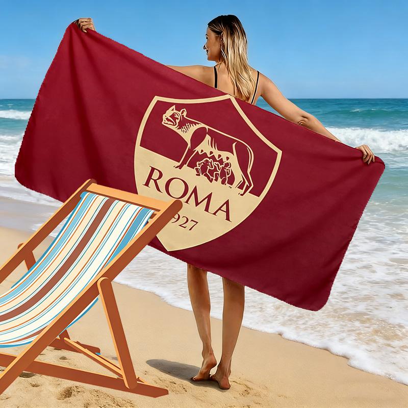 Associazione Sportiva Roma Print Beach Towel, Large Soft Quick Dry Towel for Beach Camping Swimming