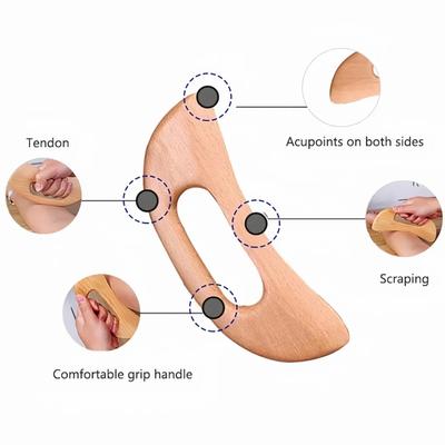 Faule Leute Mondform Holz Guasha Brett Lymphmassagegerät für Ganzkörperentspannung Nackenmuskelentspannung Natürliches Buchenholz