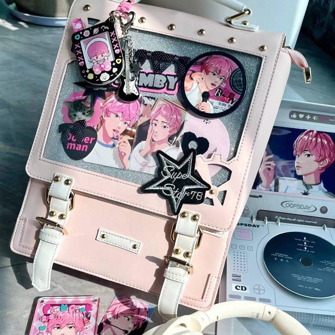 

Y2K Punk Women Ita Backpack New Fashion Vintage DIY Display Knapsack Lolita Girl Transparent Bag Casual Harajuku School Rucksack 33x25x11cm