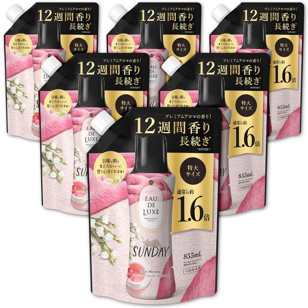 Lenor Eau de Luxe Fragrance Beads, Mindfulness Series, Sunday Refill, 855mL x 6 Bags [Case]