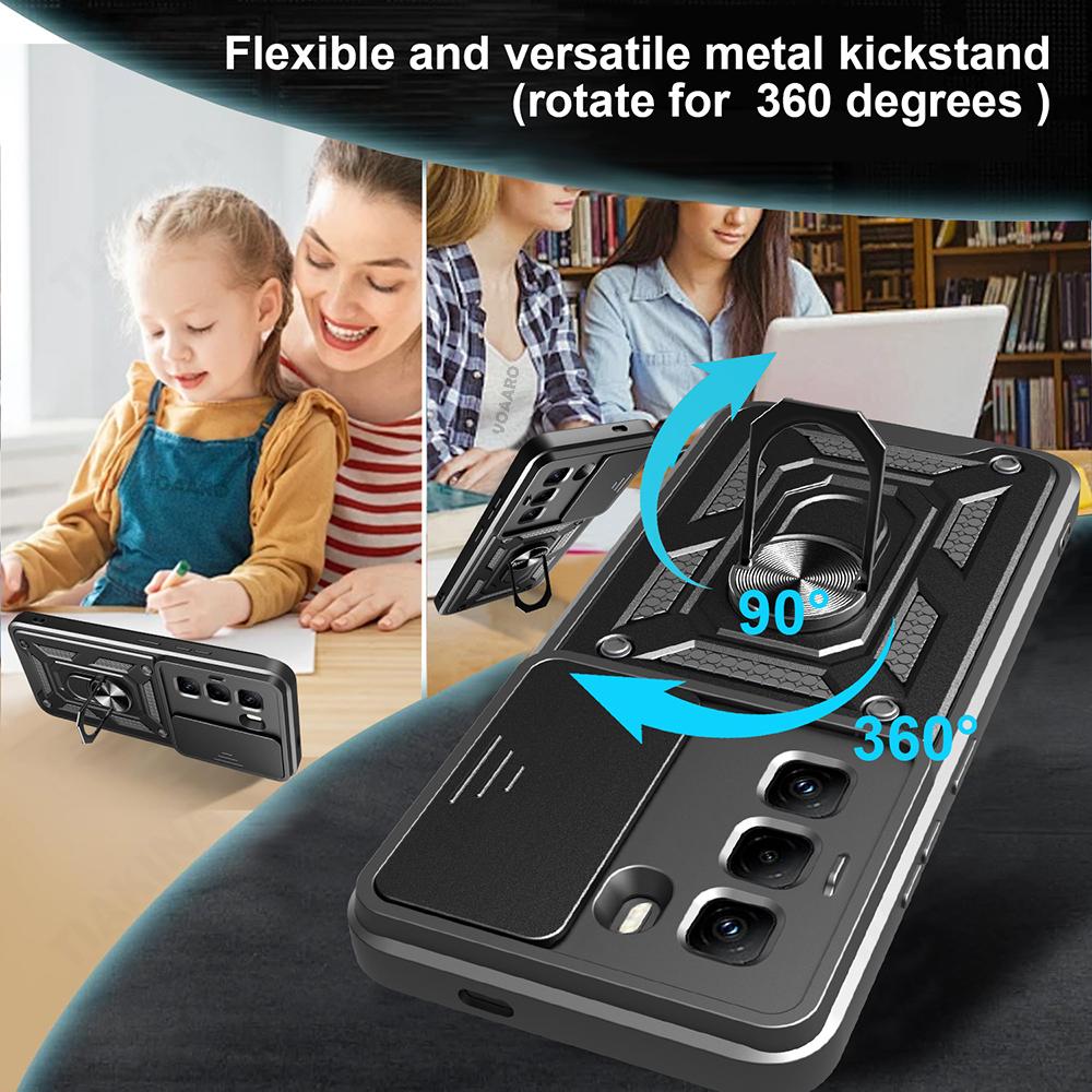 Slide Lens Armor Funda for Infinix Hot 60i 4G Case Magnetic Ring Stand Holder Cover for Infinix Hot 50 5G 60 5G Pro Plus 4G Case