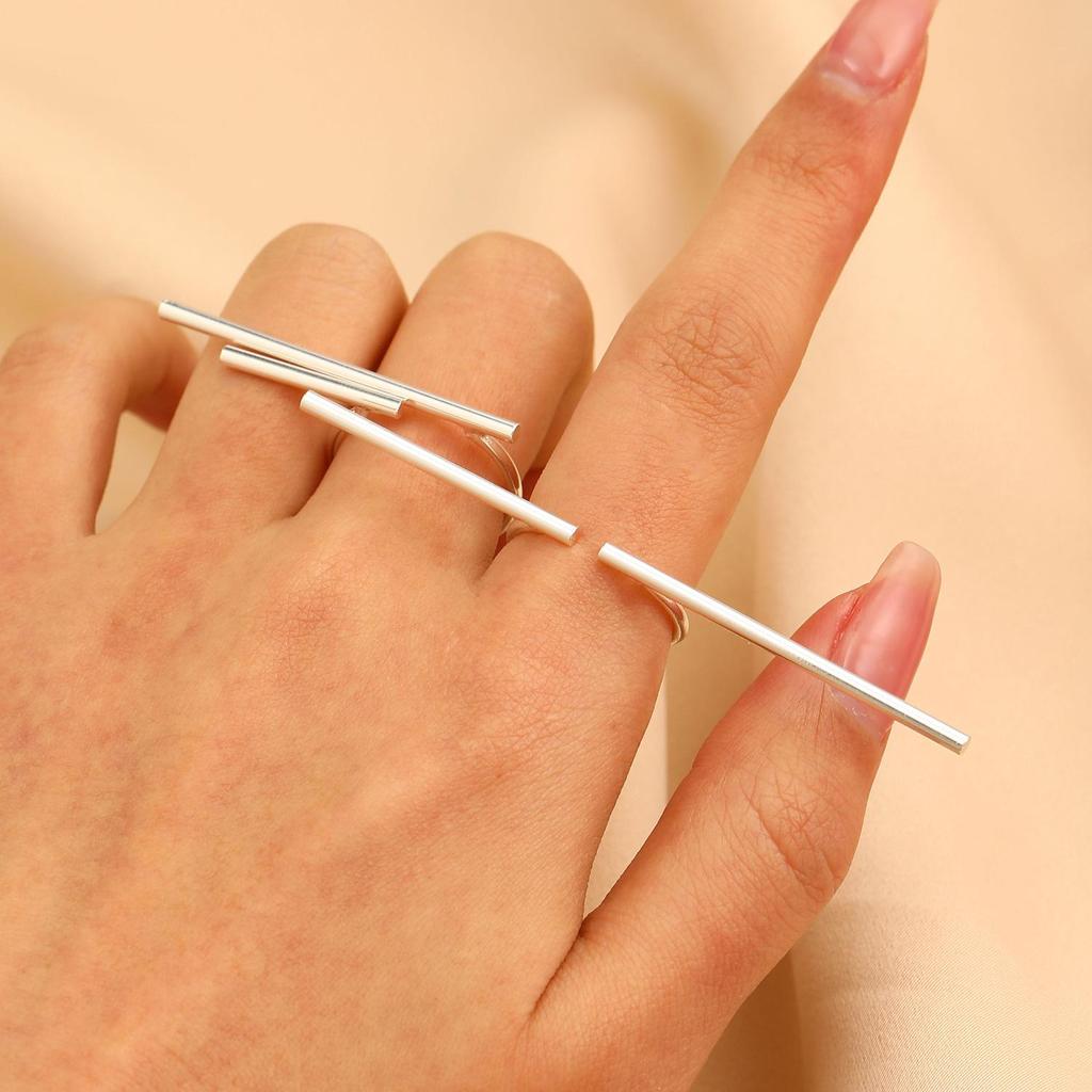 Unisex Geometrischer Ein-Wort Offener Doppelring - Kleiner Finger, Herren & Damen