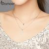 Bamoer 925 Sterling Silver Cross with Heart Plated Platinum CZ Pendant Necklace for Women Chain Necklaces Jewelry