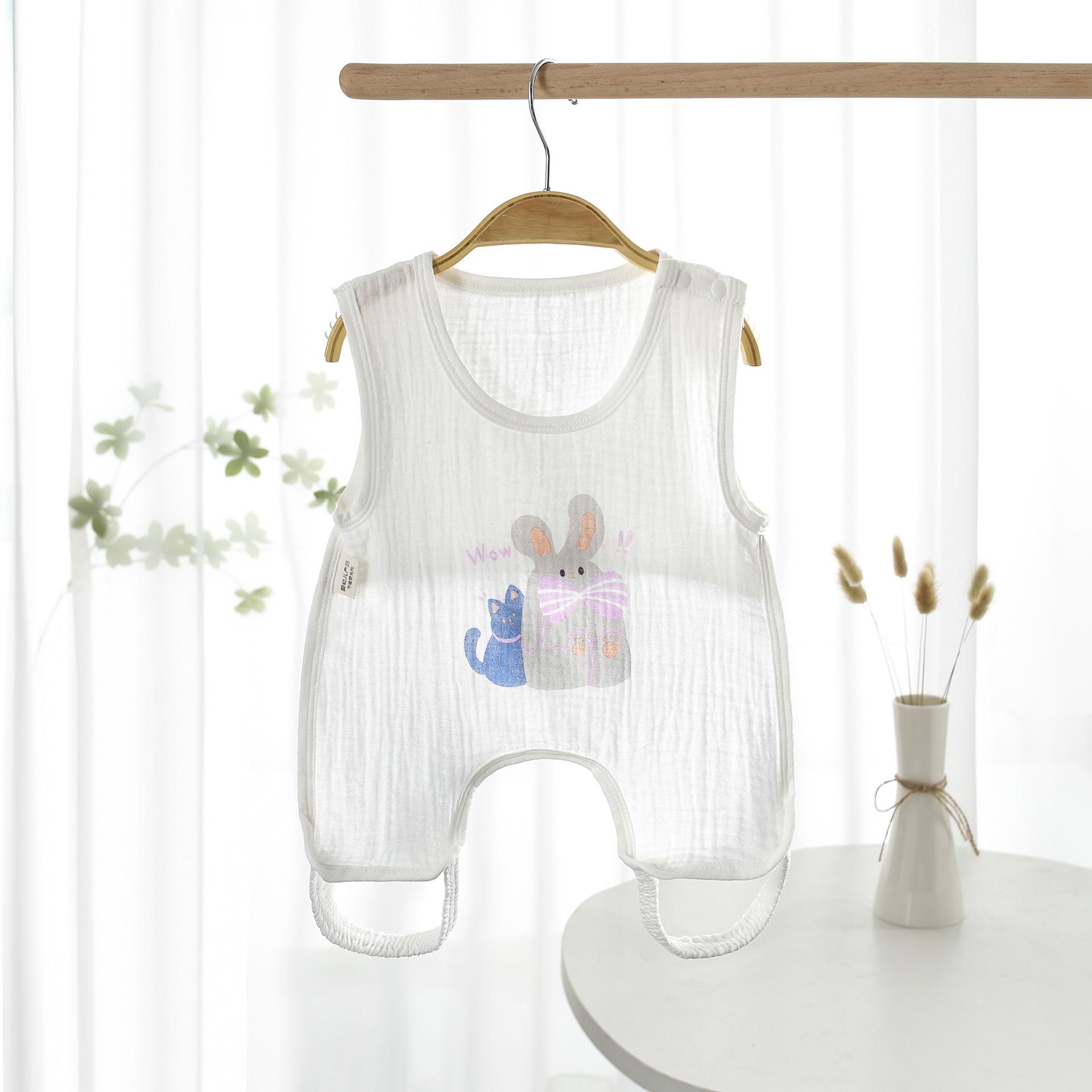 

Хлопковый ромпер без рукавов для новорожденных из марли с защитой животика 59cm/S