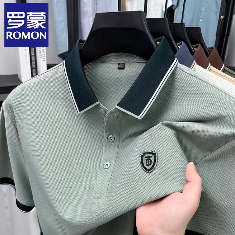 

Romon Men s Mercerized Cotton Short Sleeve Polo Shirt XL
