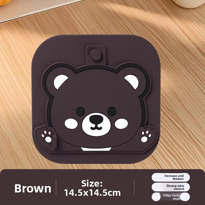 

Bear Style Two-in-one Floor Drain Cover, Toilet Anti-small Flying Insects, Anti-cockroach, Filter Screen, Anti-odor, Silicone Pad, Floor Drain Sticker коричневый