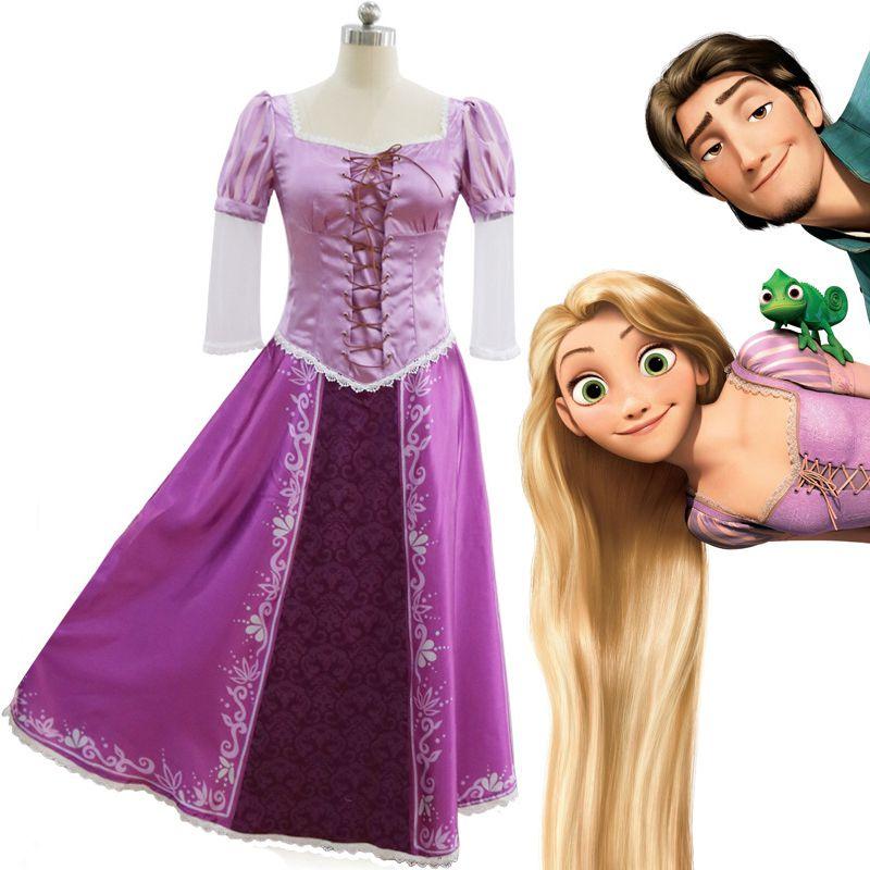 Elegantes Erwachsenen Märchen Prinzessin Rapunzel Cosplay Kostüm für Halloween Partys