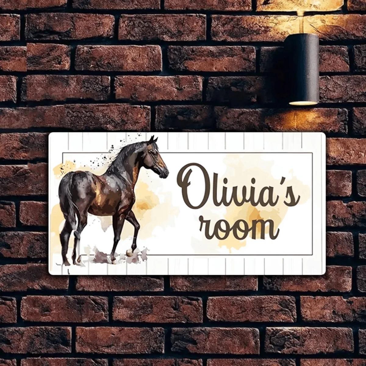 

Персонализированная металлическая табличка с лошадью, индивидуальное алюминиевое настенное искусство, декор для фермерского дома, амбара белый