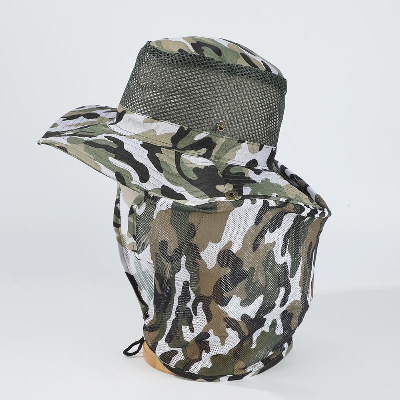 Outdoor Fishing Hat Wide Brim Man Breathable Mesh Fishing Cap Beach Hats Camouflage Sun Uv Protection Shade Hat