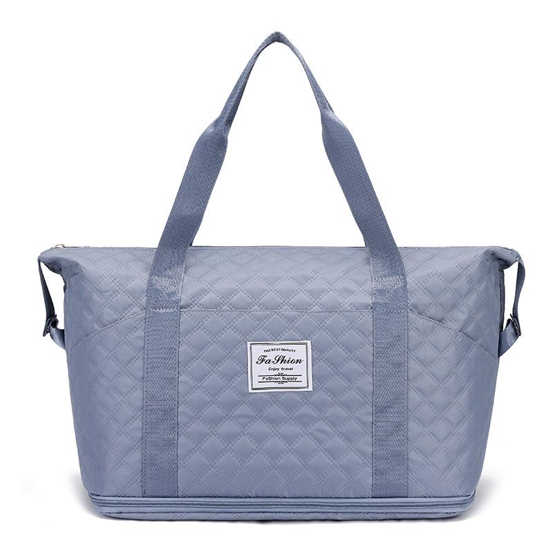 Dry-wet Separation Sports and Fitness Bag, Multi-pocket Diamond-shaped Embroidered Thread, Large-capacity Travel Bag with Handle and Shoe Compartment