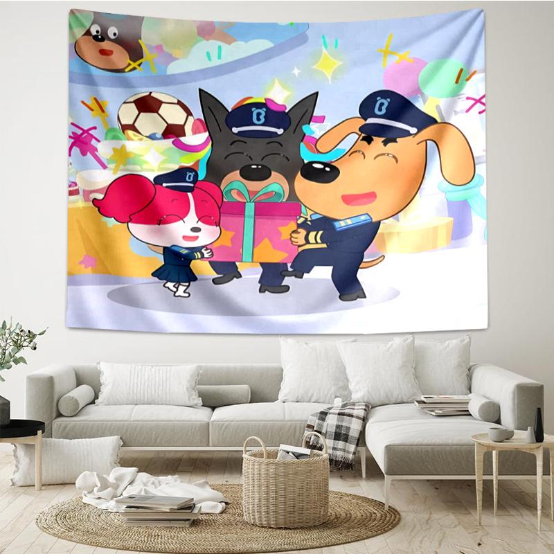 Sheriff Labrador Print Tapestry, Backdrop, Easy Setup, Ideal for Bedroom, Office & Living Room, with Aesthetic Wall Hanging Decor.
