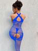 Cross-Back Jacquard Mesh Open-Crotch Bodysuit Lingerie - Sexy One-Piece Sleepwear