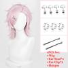 Anime Mitsuki Kiryu Cosplay Wig Pink 40cm Wigs Heat Resistant Synthetic Hair Halloween Party Role Play Unisex Wigs + Wig Cap