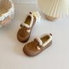 Korean Style Plush Warm Fur Shoes for Girls Soft Sole Small Leather Shoes for Boys Lightweight Moccasins