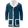 Men's Casual Cardigan Fleece Lined Solid Buttons Wool Long Sleeve Trench Coat