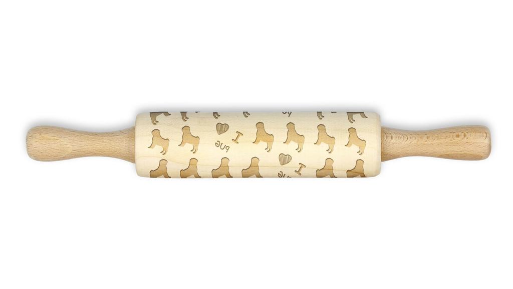 Pug – Small rolling pin with a dog, patterned dough roller | Art-Dog