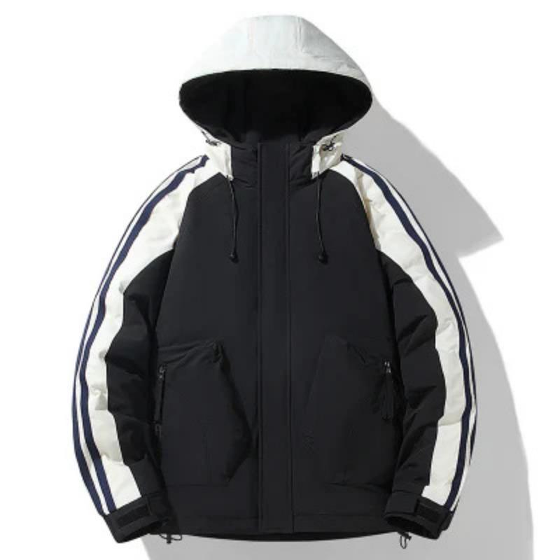 Men's Couple Fashion Down Jacket Men's and Women's Same Winter Thickened Warm 90 White Duck Down Hooded Down Jacket