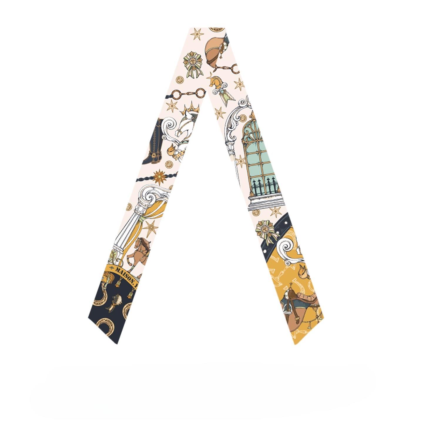 Silk French Long Silk Scarf Mulberry Silk Twill Premium Elegant Tie Bag Handle Belt Scarf Women Luxury 120CM x 6CM