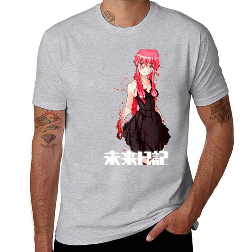 Mirai Nikki Tshirt Korean Fashion Aesthetic Clothes Animal Prinfor Boys Blacks Slim Fit T Shirts for Men