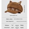 Warm Hat Newsboy Cap Cute Cat Ear Plush Beret New Cat Ears Bow Cap  for Student Wear