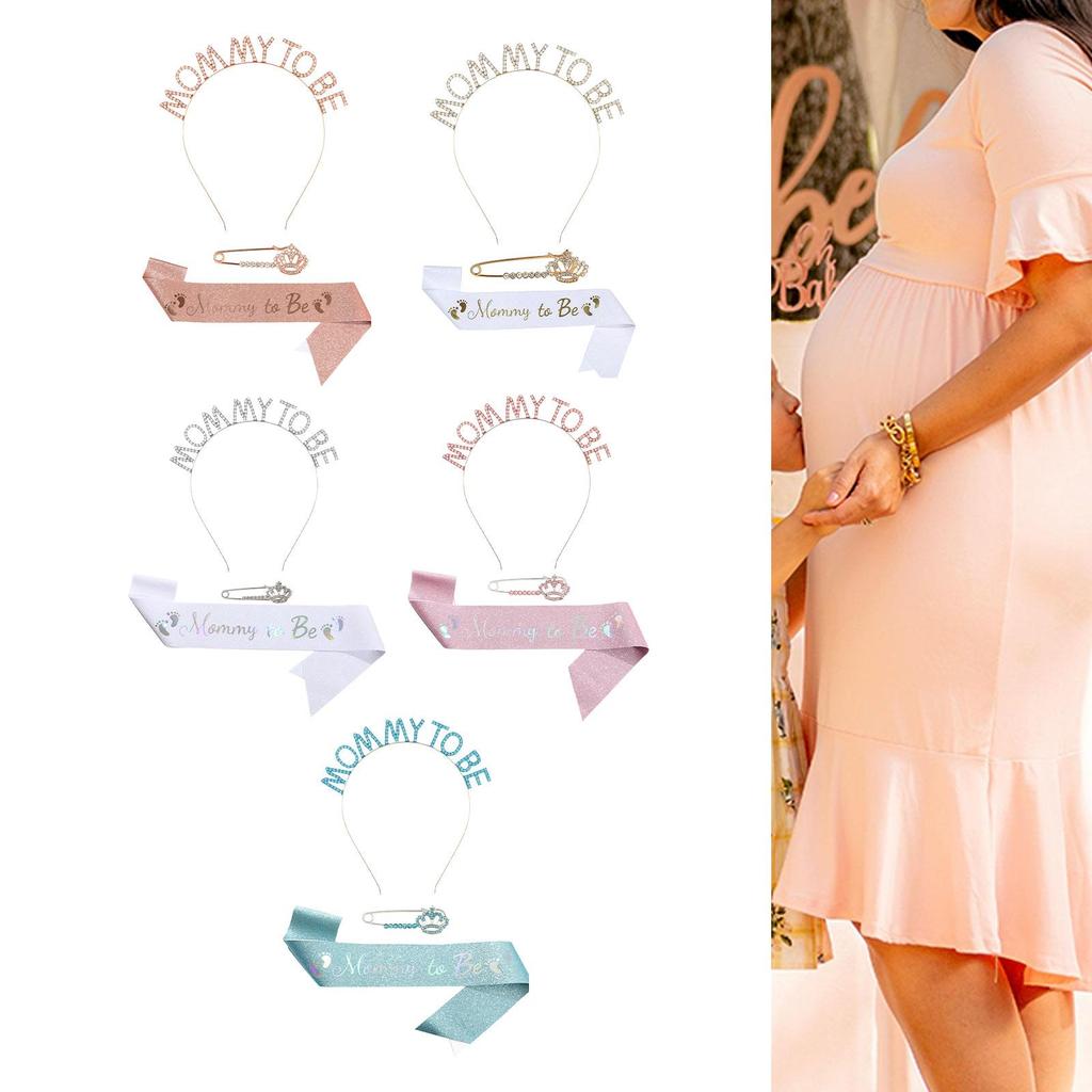 Mommy To Be Sash Set Tiara Rhinestone Crown Satin Sash Mum To Be Sash for Celebration Birthday Party Supplies Gender Reveal