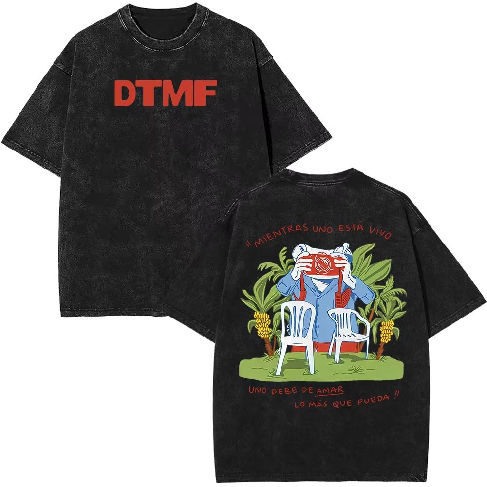 

Rapper Bad Bunny Tour Debi Tirar Mas Fotos DTMF Merch Tshirts Men Fashion Summer Hip Hop Vintage Washed Tshirts Streetwear 2XL