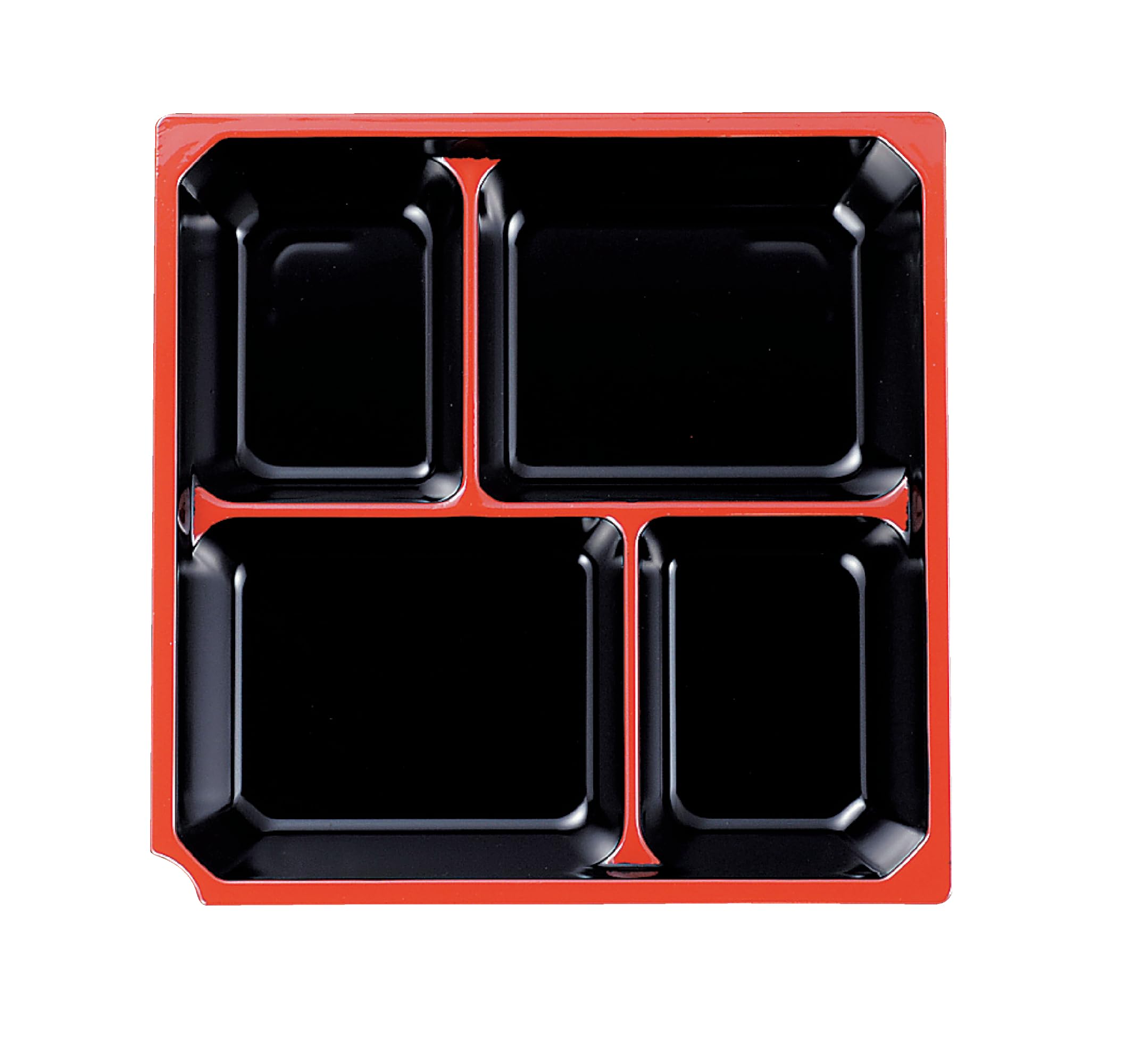 Arkadia Japan Black Wakaizumi Lacquerware St Super Matsukado Bento Box With 4 And Vermilion 7.5-Inch Heat-Resistant Izumi-Ju Compartments, C-3-49