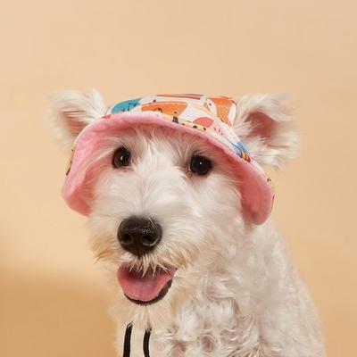 Adjustable Pet Cat Sun Hat Red Bow Pet Baseball Cap Fashion Dog Fisherman Hat  Beach Activities