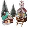 Creative Christmas Tree Decor: Wooden House Ornaments & Family Pendants