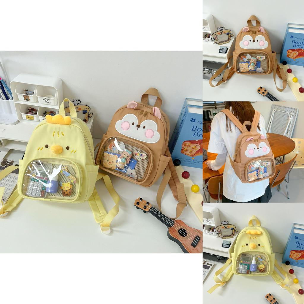 Youth Canvas Squirrel Backpack With Zipper Pocket And Casual Design For School And Travel