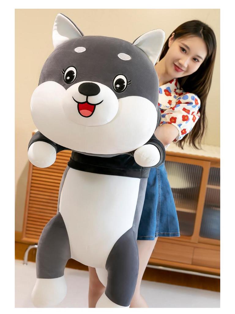 Large Soft Husky Plush Dog Pillow - Comforting Doll for Kids