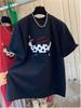 European Plus Size Embroidered Dog Thick Short Sleeve Women's T-shirt for Spring/Autumn