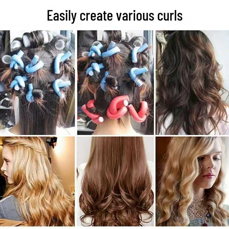Heatless Sponge Hair Curlers: Rubber Rods for Lazy Curling, Combine into Sets.