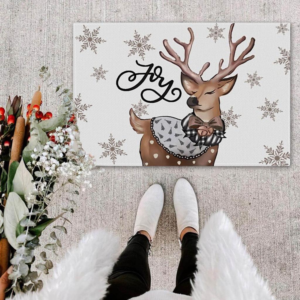 Christmas Dining Mat, Restaurant Atmosphere Decoration, Table Mat, Linen Printed Insulation Mat, Western Style Mat
