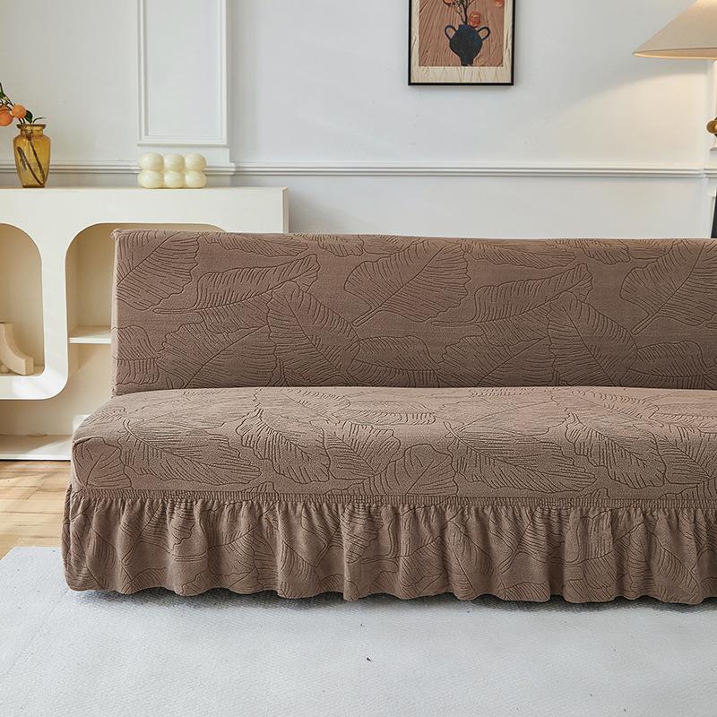 Armless Futon Cover Stretch Sofa Bed Slipcover Protector Elastic Feature Rich Textured High Spandex Small Checks Jacquard
