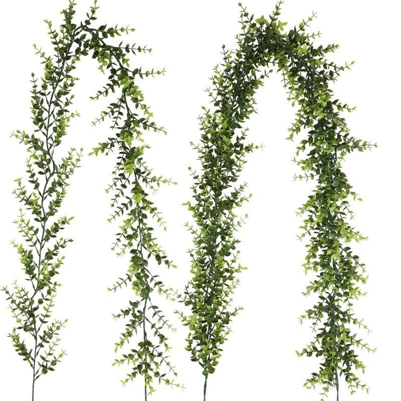 3Pcs 178cm Green Plant Artificial Eucalyptus Plants Rattan Eucalyptus Leaves Rattan for Home Wedding Garden Living Room Decoration